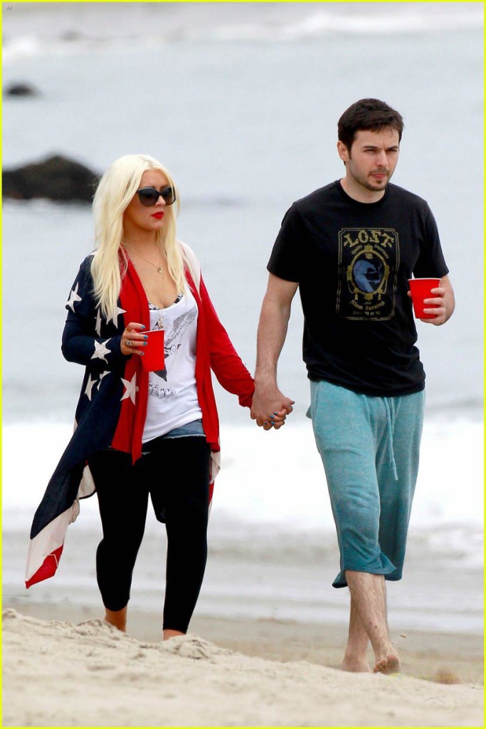 Christina Aguilera spends 4th of July on the beach in Malibu with her boyfriend Matthew Rutler and son Max Liron Bratman