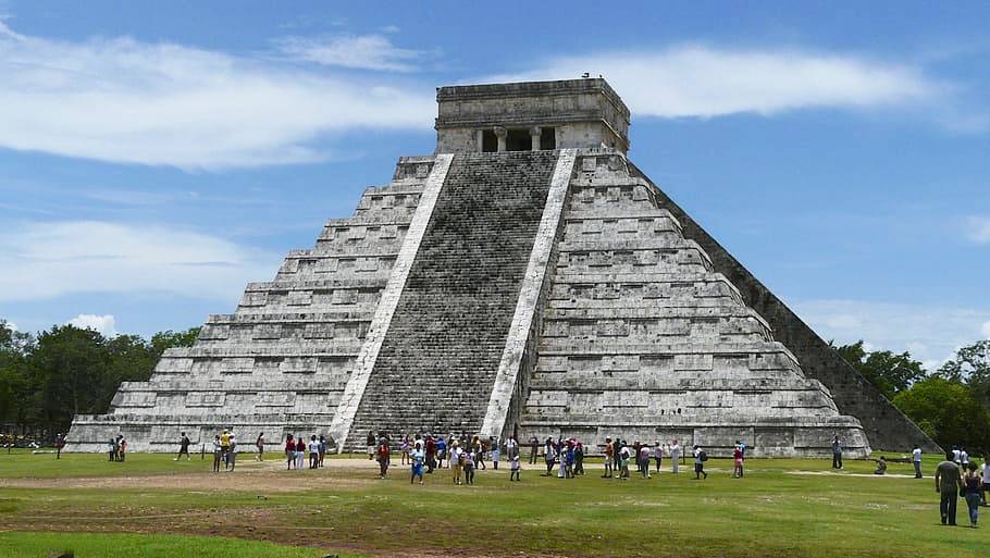 Chichén Itzá, Monumento, turistas, pirámide, grupo de personas, turistas, edificio prehispánico, arqueología