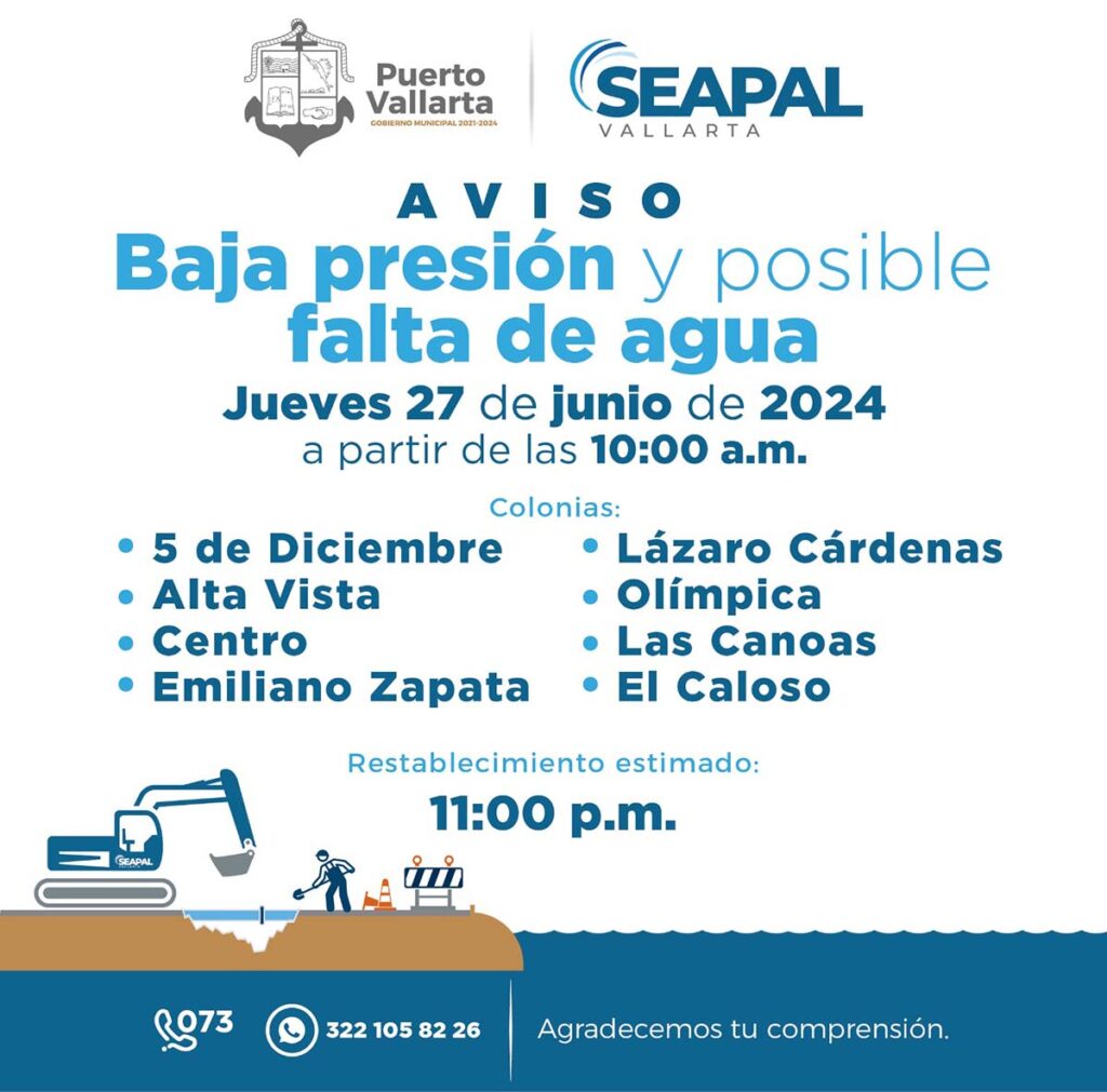 Reparara SEAPAL linea de bombeo de la Galeria 3 04 On Bahia Magazine Destinos Ayuntamiento de Puerto Vallarta Entrada