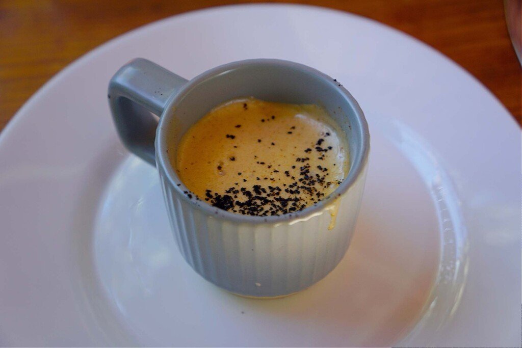 Capuchino de mejillón ahumado.