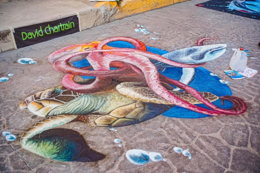 Festival del Gis en Bucerías celebra arte urbano.