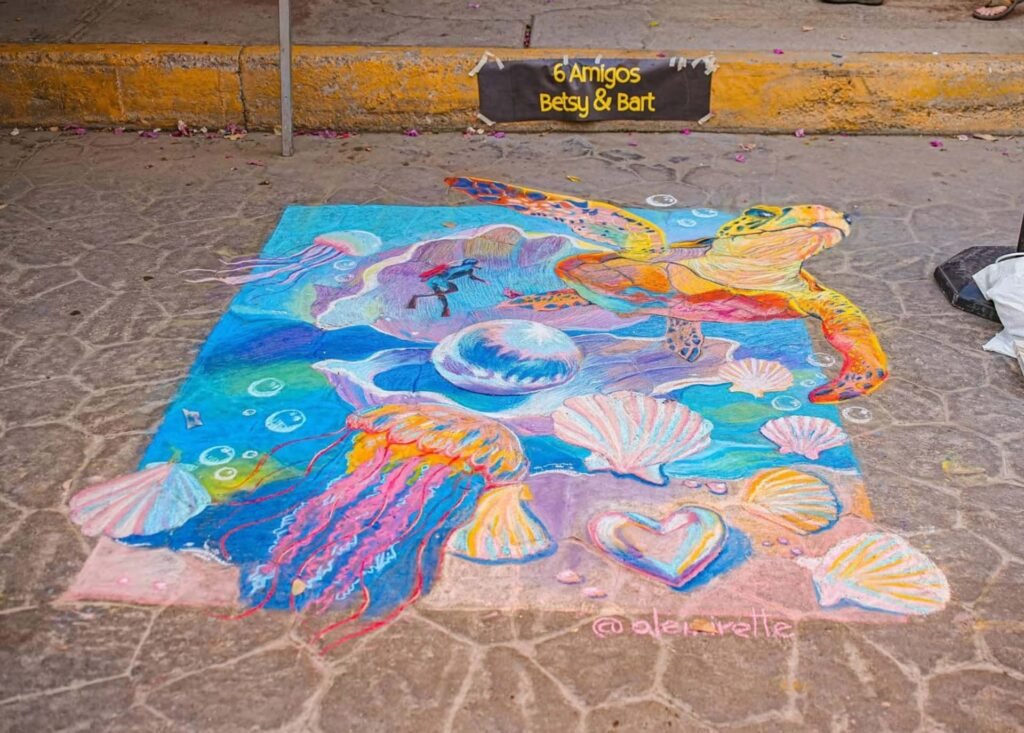 Festival del Gis en Bucerías celebra arte urbano.